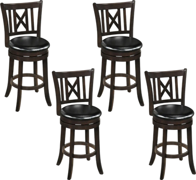 Costway Set of 4 Swivel Bar Stools Chairs Hollow Back Footrest 10766314 New