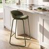 Set of 4 Counter Height Bar Stools with Curved Backrest and Metal Frame for Kitchen Dining-Green - Gallery View 1 of 10