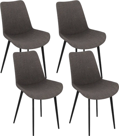 Costway Set of 4 Upholstered Dining Chairs with Metal Legs Padded Backs 66112450 New