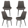 Set of 4 gray dining chairs with upholstered seats, metal legs, and ergonomic backrests for comfortable dining.
