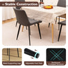 Gray upholstered dining chair set with metal legs, ergonomic backrest, and adjustable foot pads for stable support.