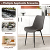 Gray upholstered dining chair with metal legs, ergonomic backrest, and padded seat for comfort in various settings.