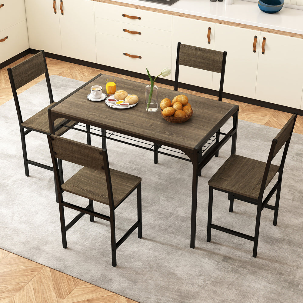 Set of 4 Dining Chairs with Metal Legs and Slanted Back-Gray - Gallery View 1 of 8