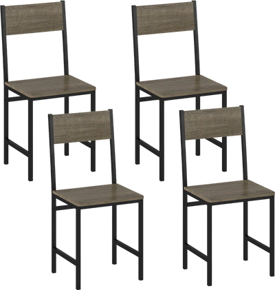 Costway Set of 4 Dining Chairs with Metal Legs Slanted Back 61913246 New