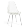 Modern plastic shell dining chair with clear seat and silver beech wood legs, ideal for dining and living spaces.