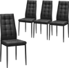 Set of 4 Fabric Dining Chairs Set with Upholstered Cushion and High Back