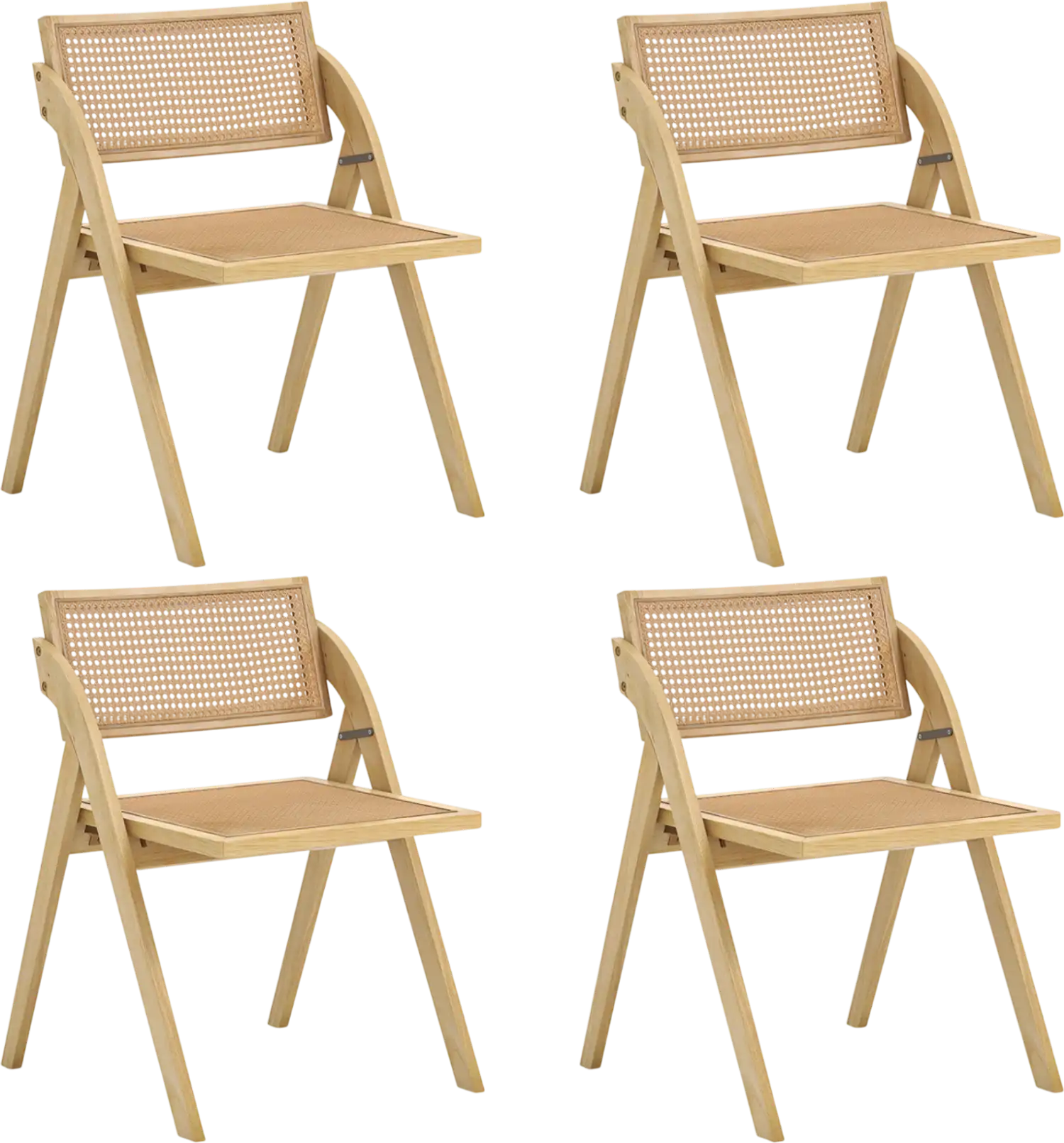 Costway Set of 4 Foldable Dining Chairs Woven Rattan Backrest 74255907 New