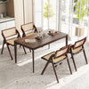 Set of 4 Foldable Dining Chairs with Woven Rattan Backrest-Brown - Gallery View 1 of 7