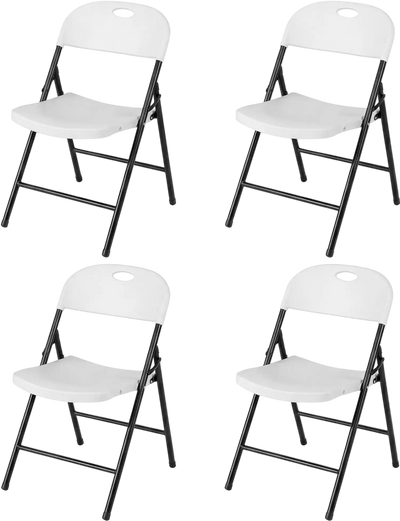 Costway Set of 4 Foldable Plastic Dining Chairs Ergonomic Backrest 43164863 New