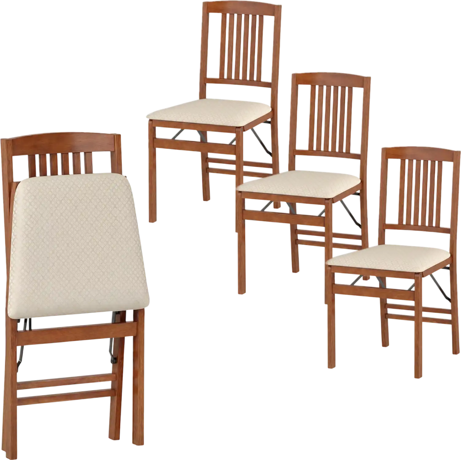 Costway Set of 4 Foldable Upholstered Kitchen Dining Chairs Padded Seat 10750543 New