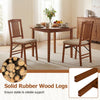 Foldable upholstered kitchen chairs with padded beige seats and solid rubber wood legs for stable support.