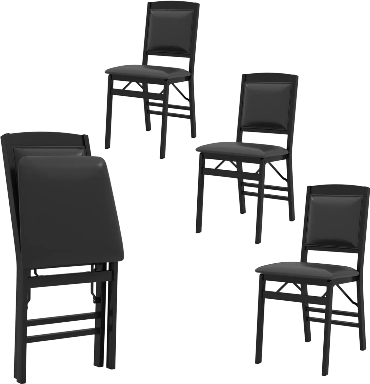 Costway Set of 4 Folding Dining Chairs Padded Seat High Backrest 32295259 New