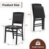 Folding dining chair with padded seat and high backrest, black, featuring a sturdy design and 400 lbs weight capacity.