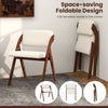 Folding kitchen dining chair with rubber wood legs in walnut finish, showcasing space-saving design for easy storage.