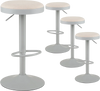 Set of 4 gray kitchen bar stools with height adjustment, padded seats, and D-shaped footrests for versatile dining use.