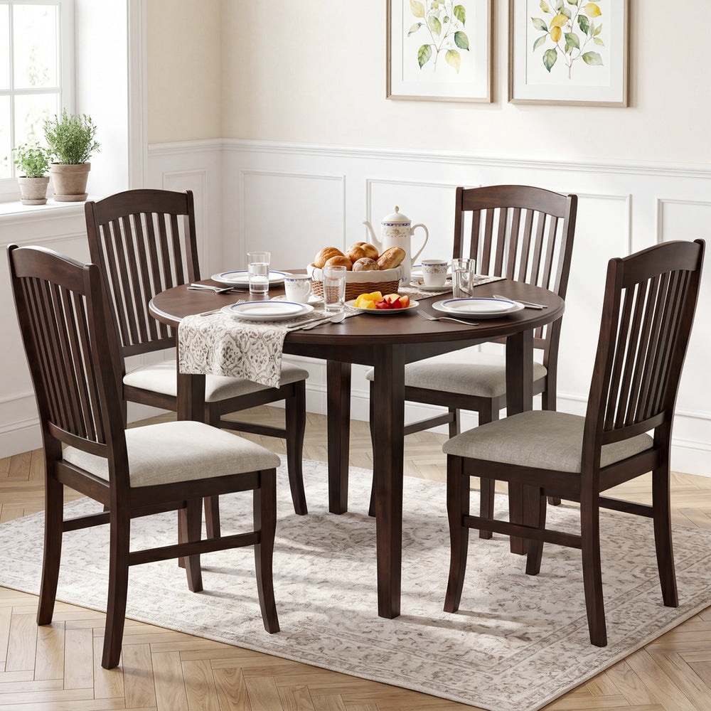 Elegant kitchen side chair featuring a rubber wood frame and soft padded seat, perfect for enhancing dining comfort.