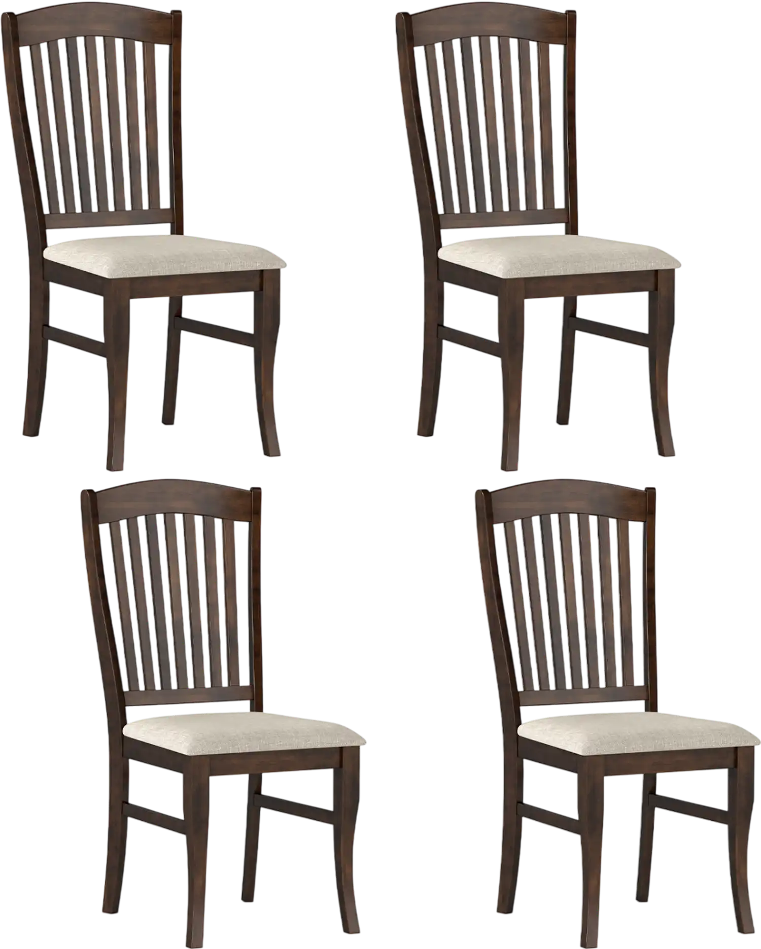 Costway Set of 4 Kitchen Dining Side Chairs Padded Seat Rubber Wood Frame 80225723 New
