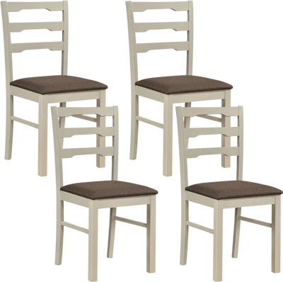 Costway Set of 4 Linen Upholstered Dining Chairs Wood Frames 15608817 New