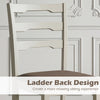 Ladder back dining chair with linen-style upholstery and solid rubber wood frame for modern farmhouse elegance.
