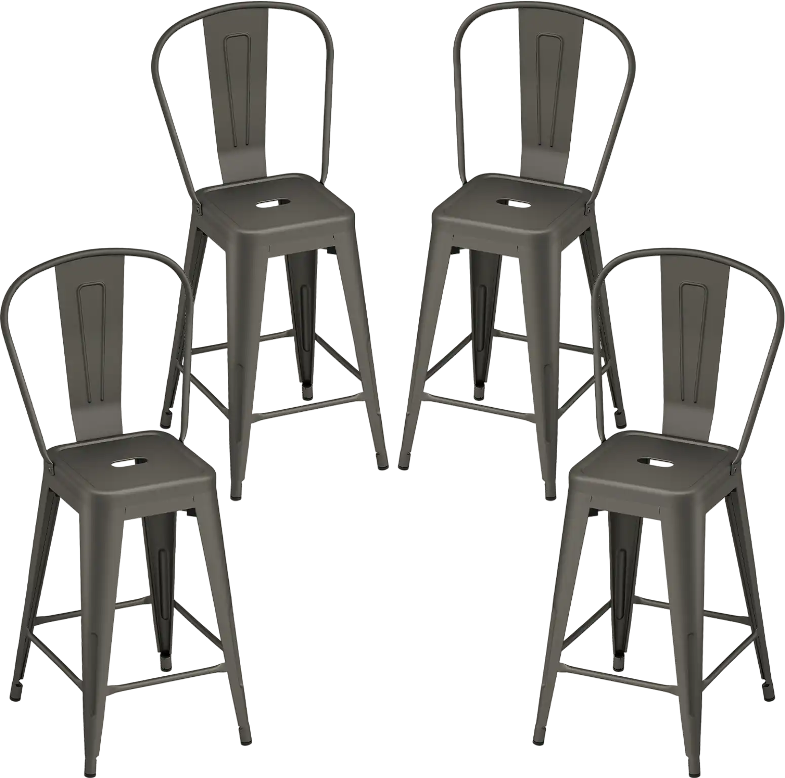 Costway Set of 4 Metal Bar Stools with Backrests Footrests 94449635 New