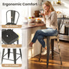 Metal bar stool with high backrest and built-in footrest, offering ergonomic comfort for kitchen islands or home bars.