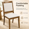 Modern dining chair with padded beige cushion and walnut frame, offering comfort and elegance for any dining area.