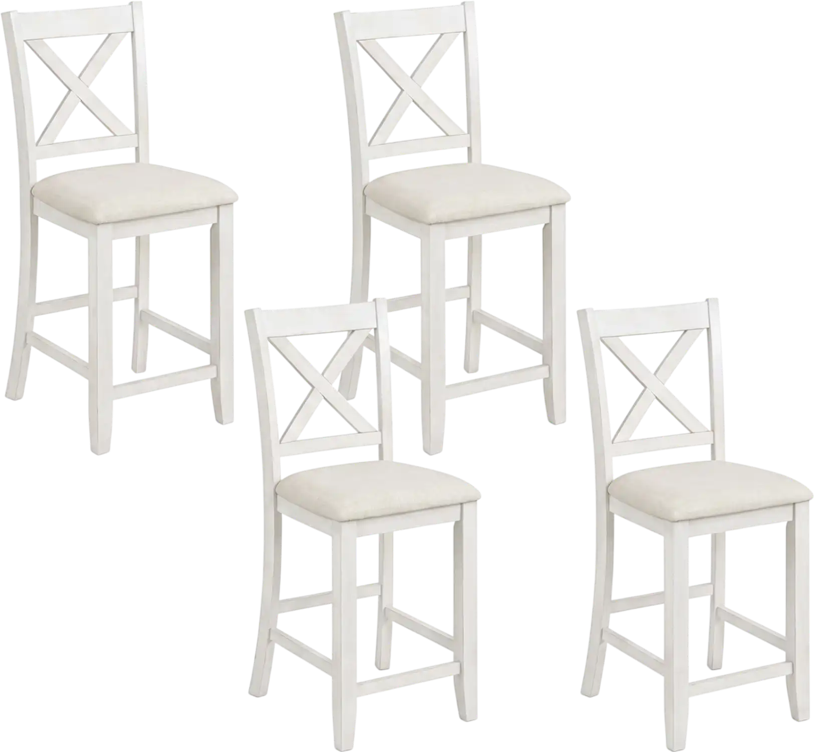 Costway Set of 4 Modern Farmhouse Counter Height Bar Stools with Footrest 98391235 New
