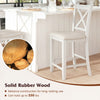 Counter height stool made from solid rubber wood with a linen cushion, designed for comfort and support up to 330 lbs.
