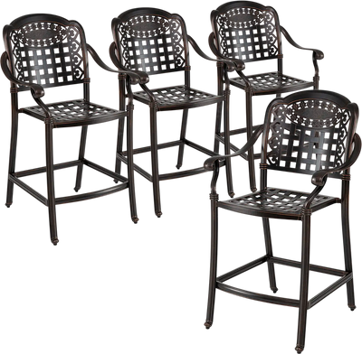 Costway Set of 4 Outdoor Cast Aluminum Bar Stools 25.5