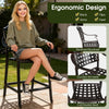 Outdoor bar stool set featuring ergonomic design with a reclined backrest and curved armrests, perfect for patio.