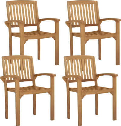 Costway Set of 4 Outdoor Patio Dining Chairs Slatted Curved Seat 138249576 New