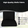 Black outdoor patio cushion set featuring breathable olefin fabric, fade-resistant and sun-protective for outdoor.