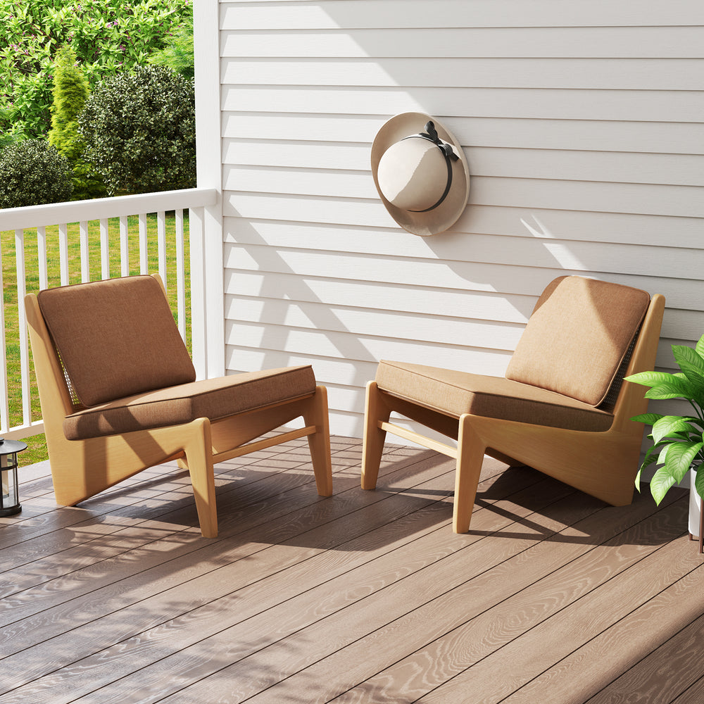 Set of 4 Outdoor Patio Cushion Set with Removable Covers-Brown - Gallery View 1 of 11