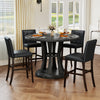 Set of 4 PVC Dining Leather Bar Stools with Solid Wood Legs-24 icnh - Gallery View 1 of 9