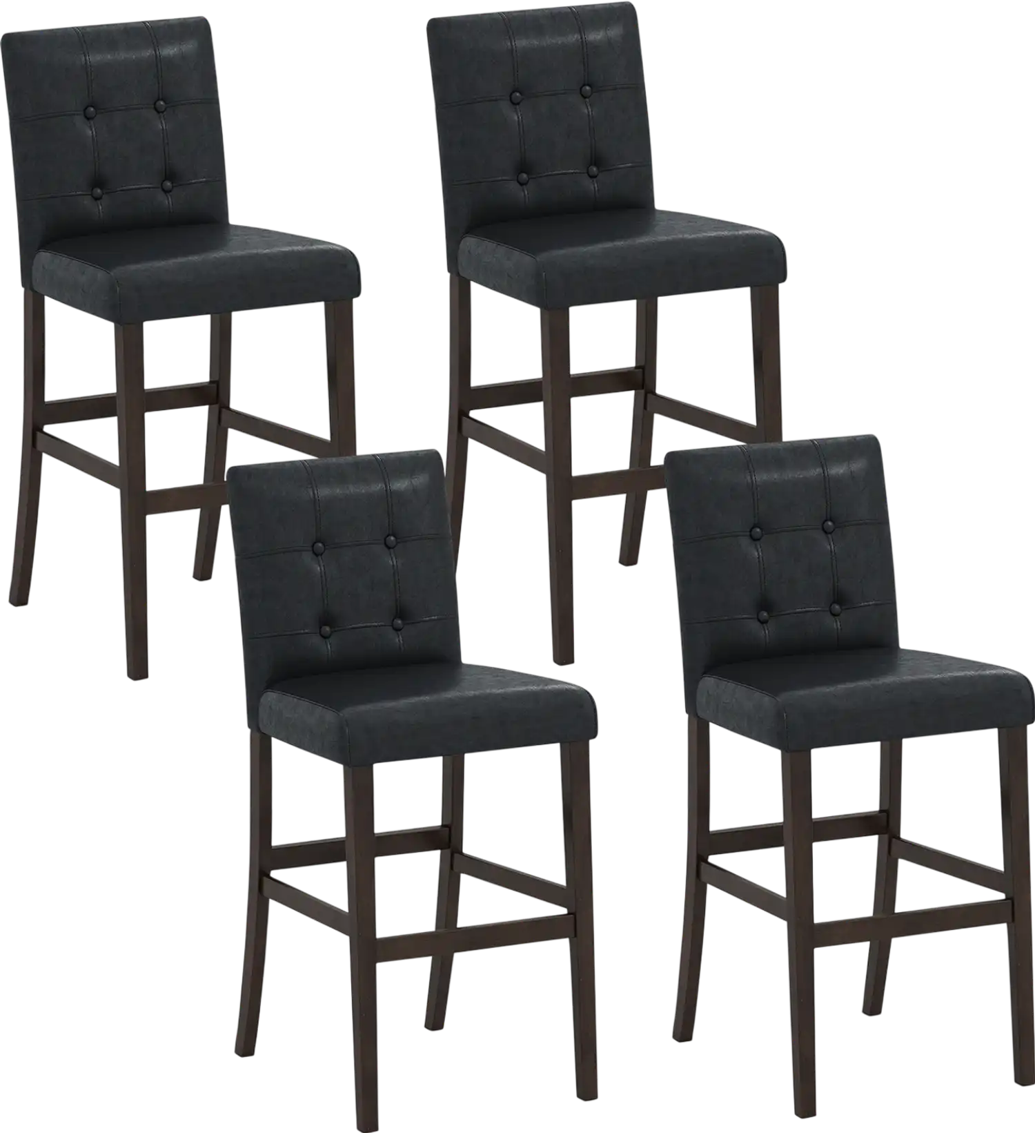 Costway Set of 4 PVC Leather Bar Stools Solid Wood Legs 32958369 New