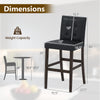 Dimensions of a PVC leather bar stool with solid wood legs, featuring a 24-inch height and 353 lbs weight capacity.