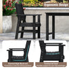 Black patio dining chair with slanted high backrest and contoured seat, designed for comfort and outdoor durability.