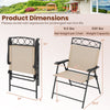 Beige folding patio chair with armrests, 330 lbs capacity, ergonomic backrest, ideal for outdoor dining and relaxation.