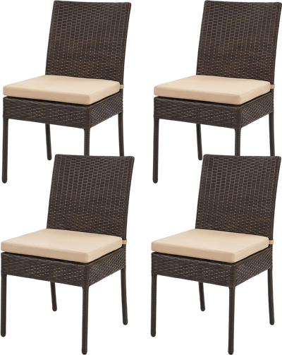 Costway Patio Rattan Wicker Dining Chairs Set of 4 with Cushions 04289571 New