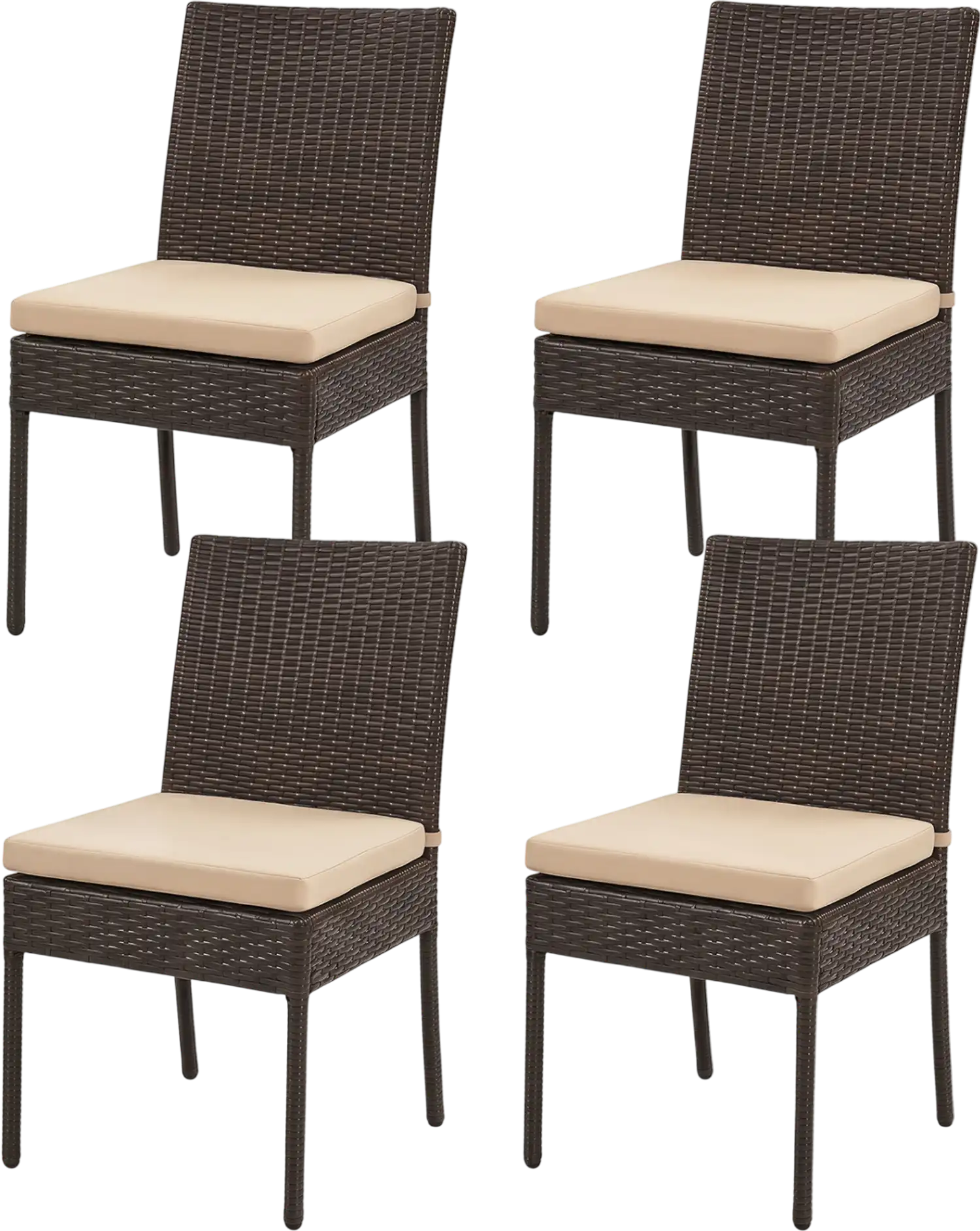 Costway Set of 4 Patio Rattan Wicker Dining Chairs with Cushions 04289571 New