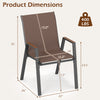Stackable patio chair with high back, brown fabric, and metal frame, supports up to 400 lbs for outdoor relaxation.