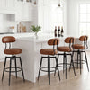 Set of 4 Swivel Barstools Faux Leather with Upholstered Seat and Back-Brown - Gallery View 1 of 9