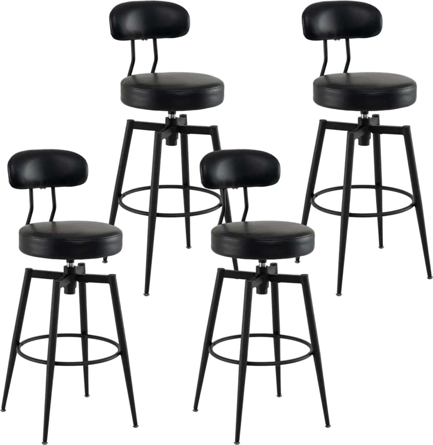 Costway Set of 4 Swivel Faux Leather Upholstered Bar Stools 33099424 New