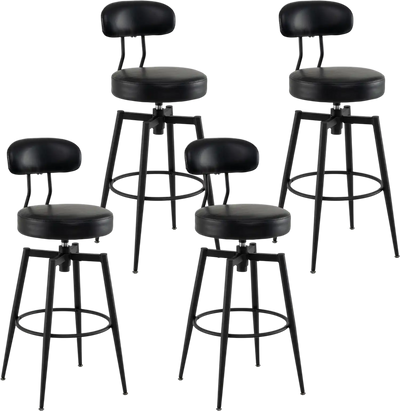 Costway Set of 4 Swivel Faux Leather Upholstered Bar Stools 33099424 New