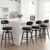 Set of 4 Swivel Barstools Faux Leather with Upholstered Seat and Back-Black - Gallery View 1 of 9