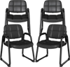 Set of 4 black upholstered waiting room chairs with armrests and ergonomic backrests, ideal for offices and dining.