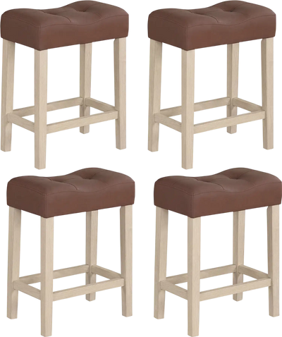 Costway Set of 4 Upholstered Counter Height Bar Stools Curved Saddle Seat 59368427 New