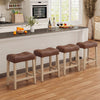 Set of 4 Upholstered Counter Height Bar Stool with Curved Saddle-Seat-Natural - Gallery View 1 of 10