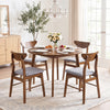 Set of 4 Upholstered Dining Chairs with Curved Backrest and Rubber Wood Frame-Walnut - Gallery View 1 of 8