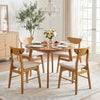 Set of 4 Upholstered Dining Chairs with Curved Backrest and Rubber Wood Frame-Natural - Gallery View 1 of 8